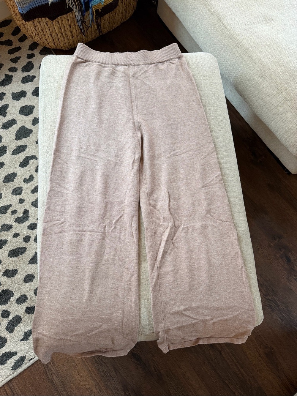 Wide-Leg Knit Pants in Dusty Rose